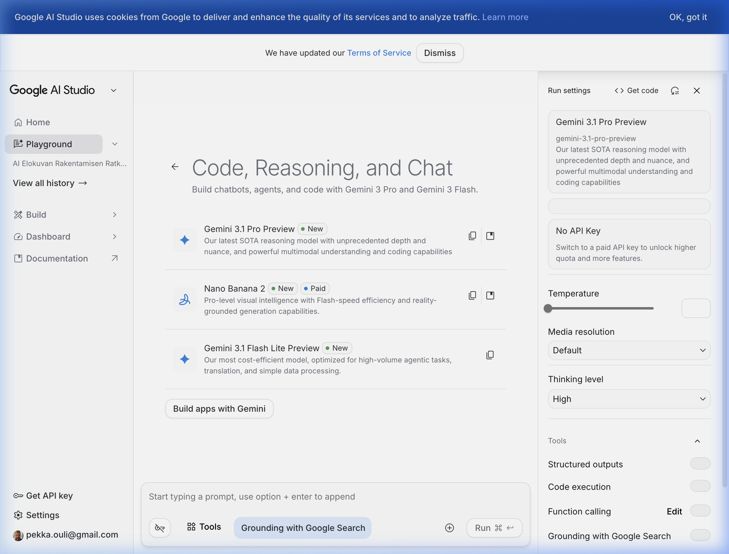 Google AI Studio — Playground