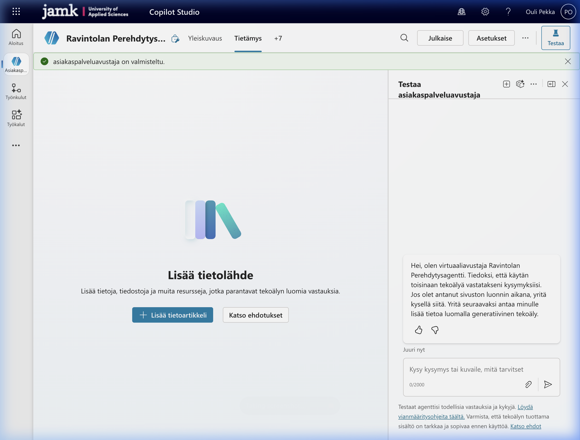 Copilot Studio — Tietämys
